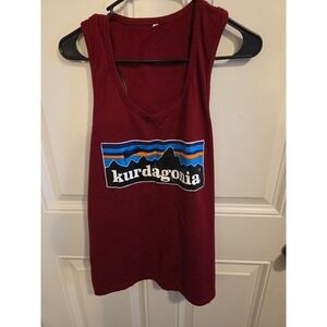 Kurdagonia/Patagonia With Kurdistan Flag Burgundy Tank Top Front Logo Size L